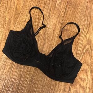 NWOT Body by Victoria Victoria’s Secret Black Lace Unlined Lace Demi Bra 34DD